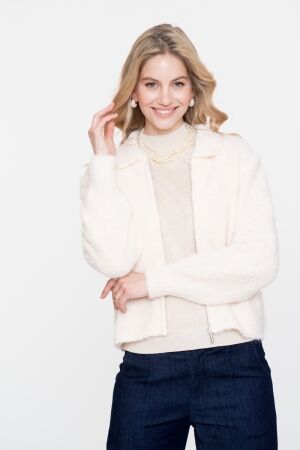 Geisha Geisha cardigan with collar 54575-29 Vest 10 off-white
