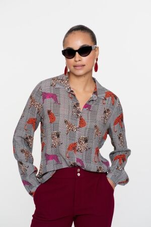 Geisha Geisha blouse print animal lurex 53756-20 Blouse 420 pink/orange
