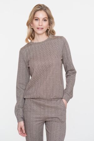 Geisha Geisha top jacquard 52610-60 T-shirt Korte mouw 775 brown/gold