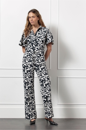 Studio Anneloes Studio Anneloes abigail leafs trousers 12779 Broek 1469 kit/dark blue