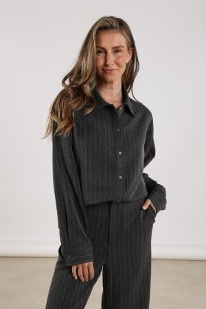 Nukus Nukus newport blouse stripe strass nkf02067 Blouse 23 antracite