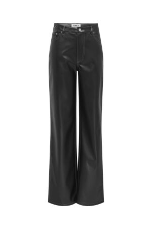 Only Only onljuicy-lana hw wide faux le pant pnt Broek 4893860 black white stitching
