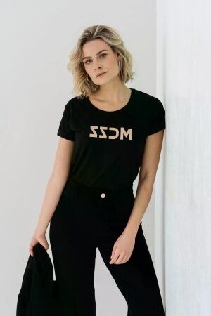 Maicazz Maicazz palma - tshirt fa25.75.024 T-shirt Korte mouw black -gold