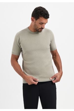 No- Excess No- Excess pullover short sleeve crewneck solid jacquard 2924 Trui korte mouw 018 clay