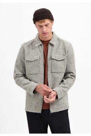 No- Excess No- Excess overshirt zipper wool look 29510818sn Overshirt 102 grey melange