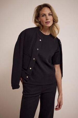 Tramontana Tramontana structured short-sleeve top e01-17-401 T-shirt Korte mouw 009000 black