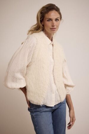 Tramontana Tramontana faux fur feather vest c22-17-802 Vest 001100 offwhite