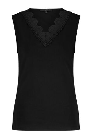 Tramontana Tramontana lace detailed singlet c33-17-403 Tops en Singlets 009000 black