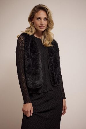 Tramontana Tramontana hairy yarn vest o05-17-701 Vest 009000 black