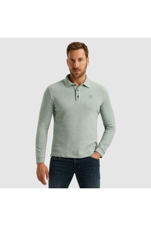 PME Legend PME Legend pps2508803 long sleeve polo slub jacquard jersey Poloshirts 5226 silver blue