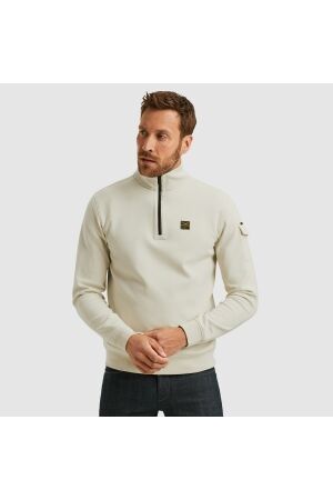 PME Legend PME Legend psw2508423 half zip collar interlock jersey Trui 7013 bone white