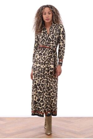 K-Design K-Design b112 maxi jurk met luipaard design Jurk p014
