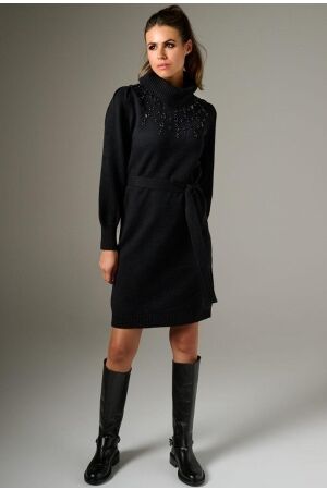 K-Design K-Design b813 gebreide jurk met kralen Jurk black