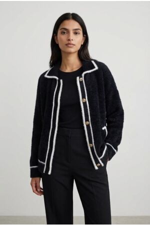 K-Design K-Design b846 cardigan met knopen Vest black