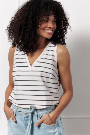 Studio Anneloes Studio Anneloes ebony vneck top 12928 Tops en Singlets 1190 off white/black