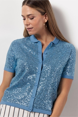 Studio Anneloes Studio Anneloes petra pullover 12937 Trui korte mouw 6000 mid blue