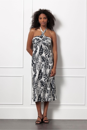 Studio Anneloes Studio Anneloes itske leaves dress 12989 Zomerjurkjes 1769 ecru/dark blue