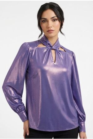 ZIP73 ZIP73 twisted collar blouse w25/205/03/500 Blouse 500 purple