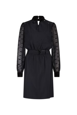 Zip73 Zip73 twisted collar dress w25/212/02/001 Jurk 001 black