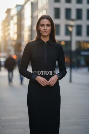 ZIP73 ZIP73 longdress zip w25/622/01/001 Jurk 001 black