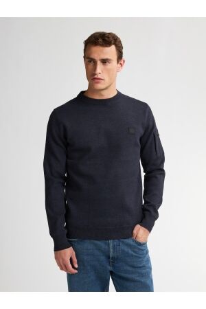 Petrol Petrol knitwear round neck basic m-3050-kwr249 Trui 5092 royal navy