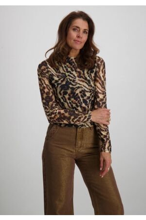 Tramontana Tramontana mock-neck top wild illusion c26-18-401 T-shirt Lange mouw 009991-printneutrals