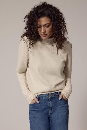 Tramontana Tramontana short-sleeve jumper button detail y04-18-603 Trui 006801-stonemelange