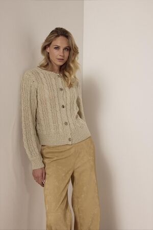 Tramontana Tramontana cable knit lurex cardigan y09-18-701 Vest 006800-stone