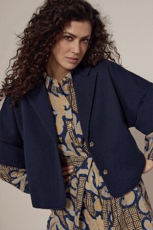 Tramontana Tramontana short-sleeve jacket paspel collar q01-18-801 Jackets 005032-midnight