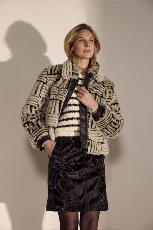 Tramontana Tramontana jacket faux fur pu details q07-18-801 Jackets 006802-stone-black