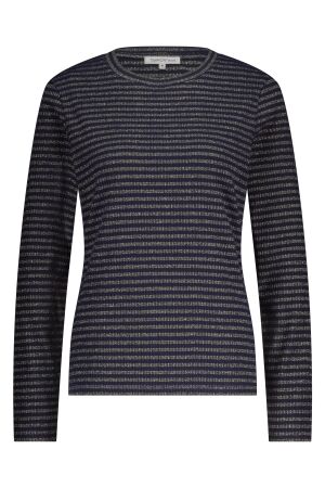 Tramontana Tramontana striped lurex top k02-18-401 T-shirt Lange mouw 005032-midnight