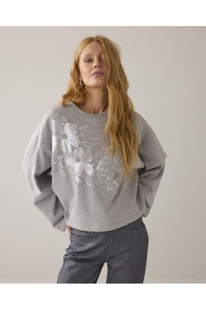Summum Summum jersey embellished sweat 3s5219-30656 Sweater 825 mid grey