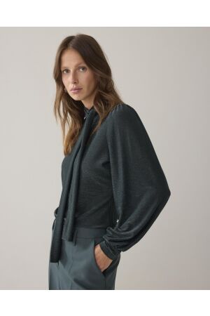 Summum Summum top scarf soft lurex 3s5235-30644 Blouse 650 emerald green