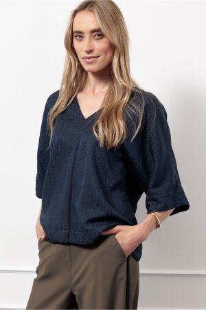 Studio Anneloes Studio Anneloes madison mono jacquard top 13219 T-shirt Korte mouw 6900 dark blue