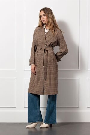 Studio Anneloes Studio Anneloes laurien check trenchcoat 13093 Zomerjassen 1322 caramel/latte