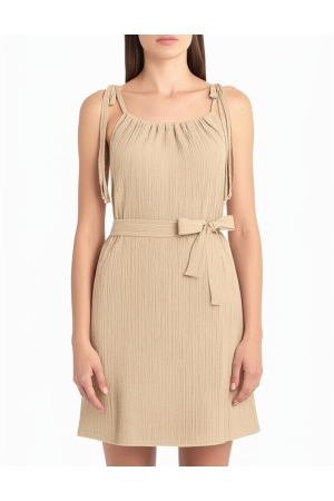 Tramontana Tramontana crinkled tie-strap dress s01-16-502 Zomerjurkjes 2800 camel