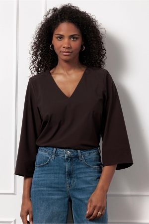 Studio Anneloes Studio Anneloes cilou top 94840 T-shirt Korte mouw 8700 espresso