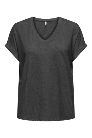 Only Only onlrina s/s v-neck glitter top cs jrs T-shirt Korte mouw dark grey melange