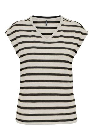 Only Only onlfine s/s v-neck shine top jrs T-shirts birch black+gold glitter