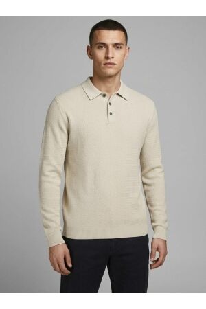 J&J Premium J&J Premium jprcccooper knit polo ls Trui silver lining twist