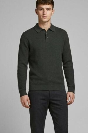 J&J Premium J&J Premium jprcccooper knit polo ls Trui peat twist