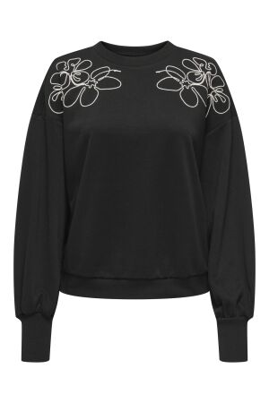 Only Only onlbrooke l/s o-neck detail swt noos Sweater black ecru draw flower