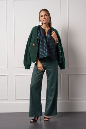 Studio Anneloes Studio Anneloes feddie lurex cardigan 13345 Vest 7300 dark green