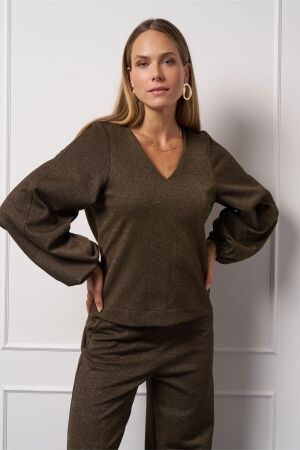 Studio Anneloes Studio Anneloes claudina sparkle top 13327 T-shirt Lange mouw 0002 gold