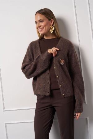 Studio Anneloes Studio Anneloes feddie lurex cardigan 13345 Vest 8700 espresso