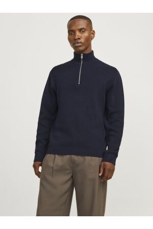Jack & Jones Jack & Jones jprblamilano stitch knit half zip sn Trui night sky