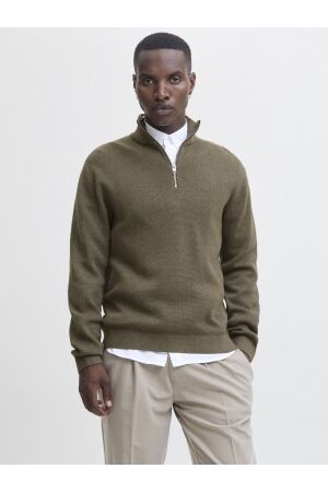 Jack & Jones Jack & Jones jprblamilano stitch knit half zip sn Trui stone gray melange