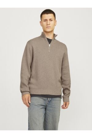Jack & Jones Jack & Jones jprblamilano stitch knit half zip sn Trui greige melange