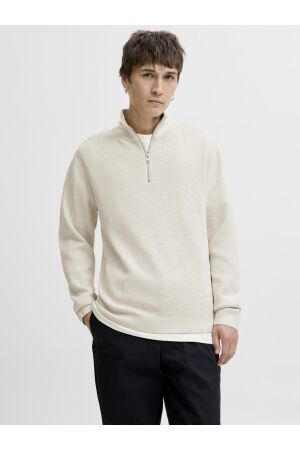 Jack & Jones Jack & Jones jprblamilano stitch knit half zip sn Trui cloud dancer melange