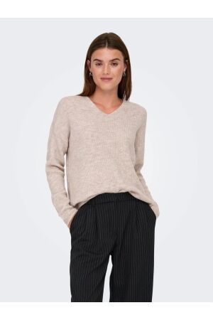 Only Only onlcamilla v-neck l/s pullover knt noos Trui pumice stone